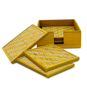 Bamboo Coasters Set Of 6 (Yellow)