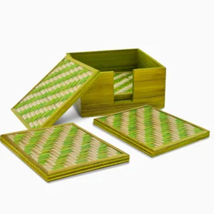 Bamboo Coasters Set Of 6 (Green)